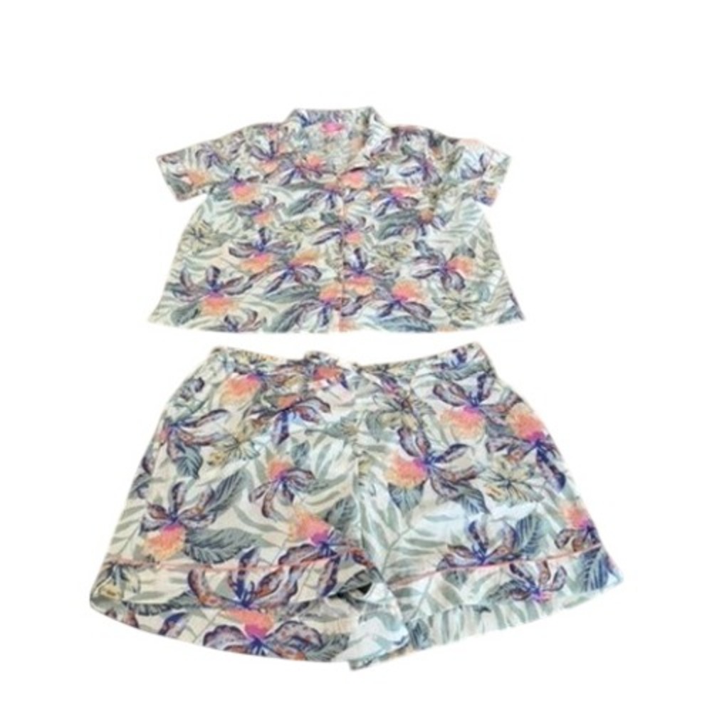 Isaac Mizrahi Sleepwear Womens XL Tropical Floral Pajama Set Short Sleeve Shorts